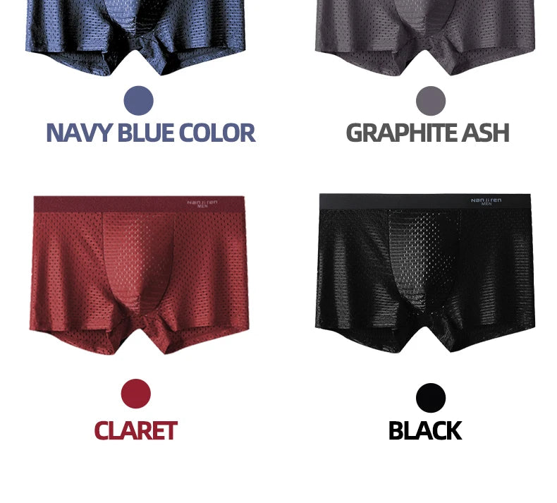 Boxer Shorts Men Underwear Men's Panties Boxers Ice Silk Mesh Male Underpants  Sexy Set Breathable Boxershorts Large Size L-5XL