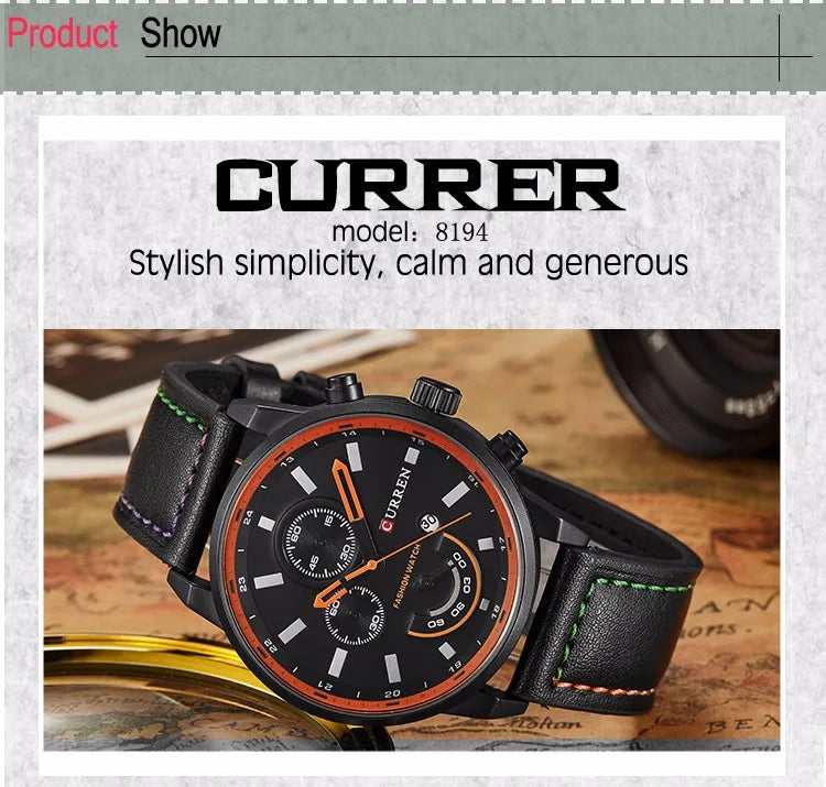 Curren-relógio de pulso masculino marca superior