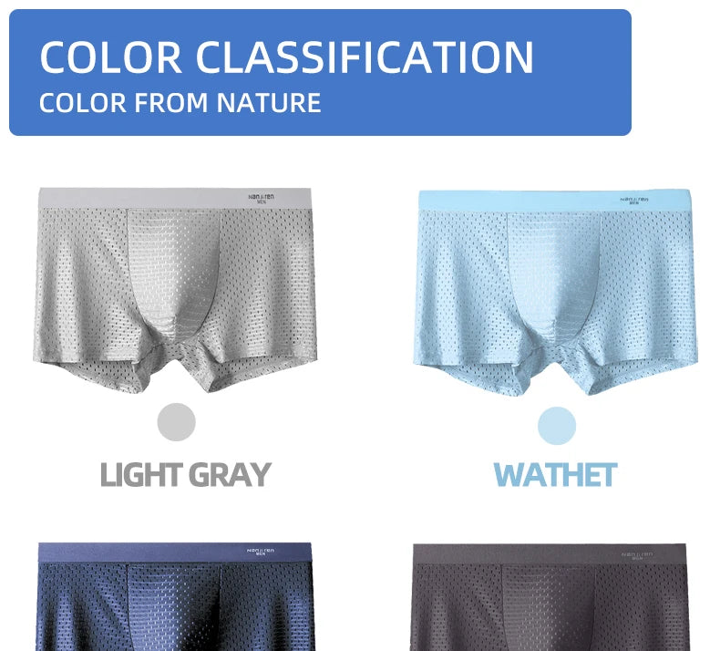 Boxer Shorts Men Underwear Men's Panties Boxers Ice Silk Mesh Male Underpants  Sexy Set Breathable Boxershorts Large Size L-5XL