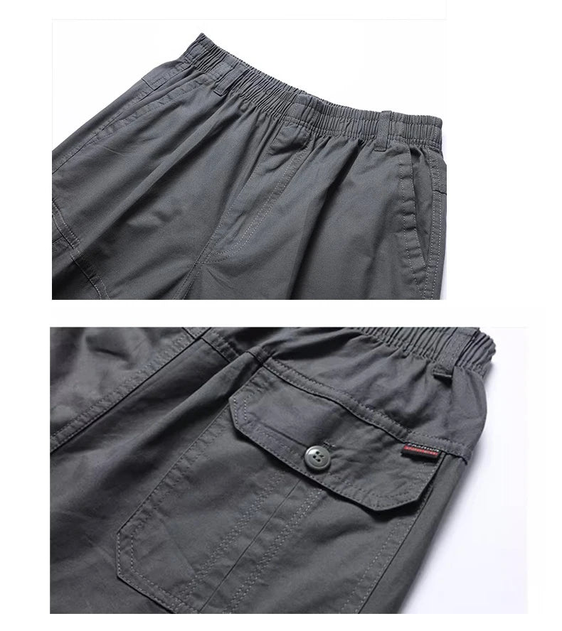 Shorts de carga masculinos Calças de joelho Bolso com zíper Shorts de algodão