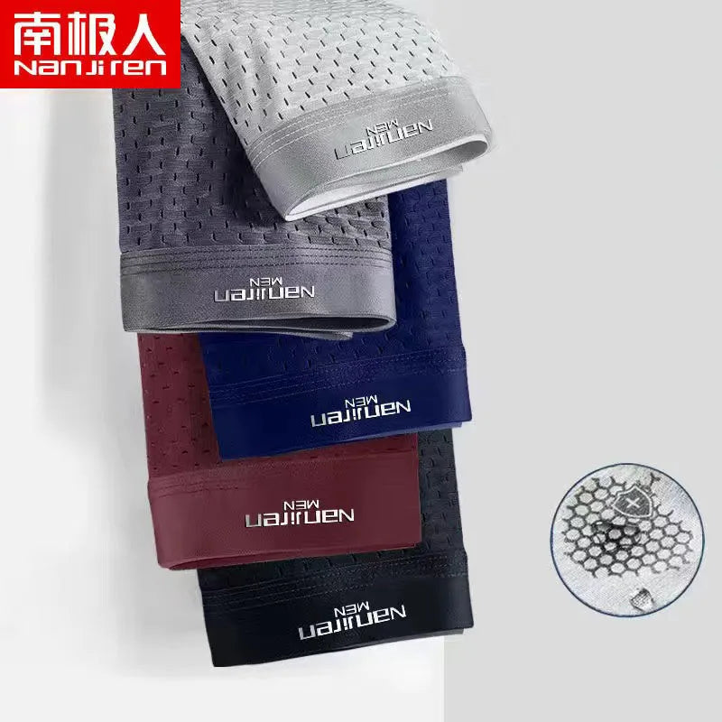 Boxer Shorts Men Underwear Men's Panties Boxers Ice Silk Mesh Male Underpants  Sexy Set Breathable Boxershorts Large Size L-5XL