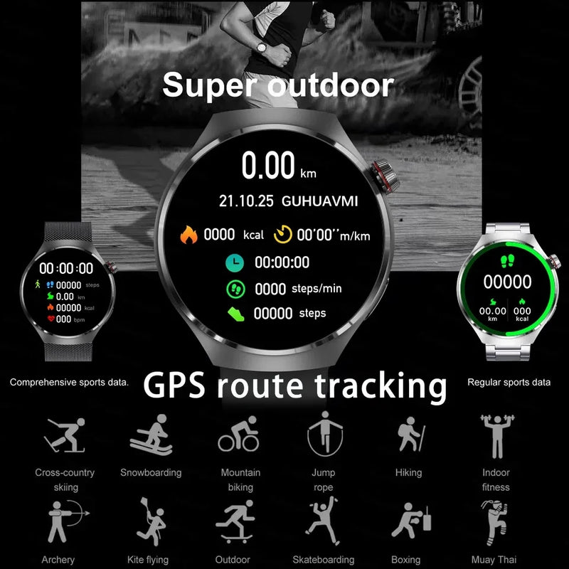 Huawei GT4 Pro Smartwatch Impermeável para Homens, GPS, NFC, 360x360, Tela AMOLED, Frequência Cardíaca, Chamada Bluetooth, IP68